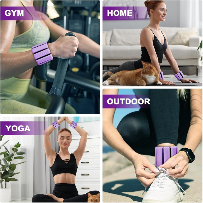 Набір манжет для ніг та рук (2 шт, по 0,5 кг) - фітнес, йога, пілатес, аеробіка, плавання, фітнес-аксесуар, Violett
