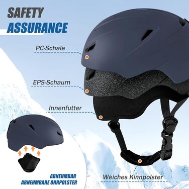 Шолом для лижного спорту та сноуборду Skihel Kit з маскою, білий (темно-синій, L), UV400, PC-шкірка, регульований, унісекс