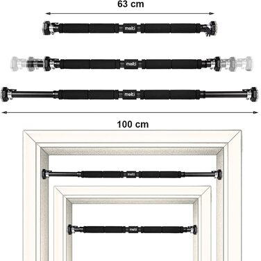 Кімнатна турнік Klimmzugstange для дверного прорізу, регульований 63–100 см, монтаж без свердління, нековзкі ручки, витримує до 100 кг