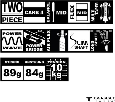 Бадмінтонна ракетка Talbot-Torro Isoforce 951, 100% карбон, довгий гриф, максимальна потужність, мультиконусна голівка, різні дизайни