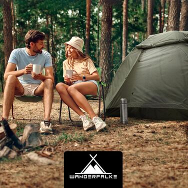 Намет WANDERFALKE® Camp 2: водонепроникний, 2-4 особи, легкий, з тамбуром. Ідеально для кемпінгу, подорожей та риболовлі. Підходить для будь-якої погоди.