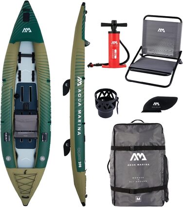 Каяк Aqua Marina Caliber 398 см для риболовлі, 1/2 осіб, зелений, Drop-Stitch Fusion