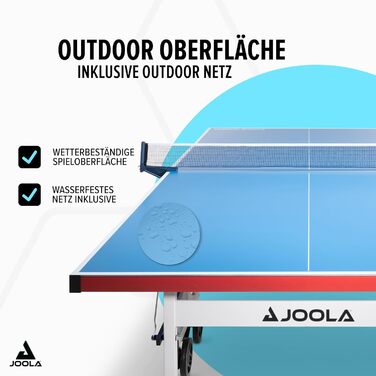 Стіл для настільного тенісу JOOLA Outdoor, професійний, 6 мм алюмінієва композитна поверхня, складана конструкція, з сіткою, для вулиці, вологостійкий