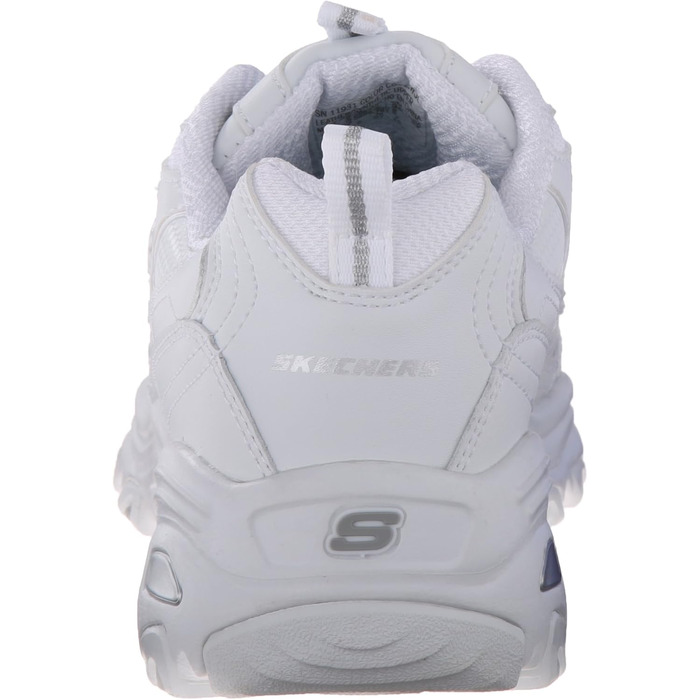Жіночі кросівки Skechers D'Lites Fresh Start зі шнурівкою та піною Memory Foam, білі зі сріблястими деталями, шкіра та сітка, розмір 38