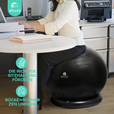 Гімнастичний м'яч ENOVI Fit+ з фітнес-стрічками, набір для фітнесу, йоги, тренувань, для спини та офісу