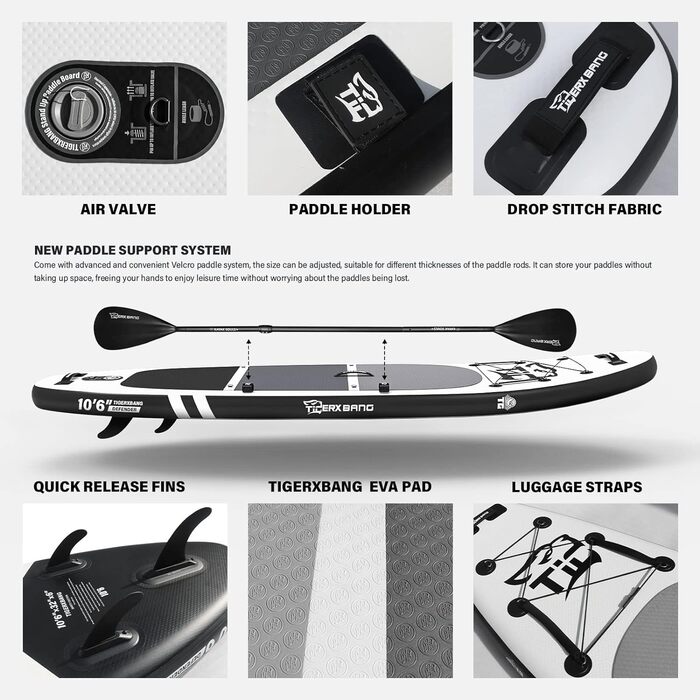 Надувний SUP-борд TIGERXBANG Defender-Pro, 320 см, чорний