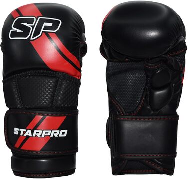 Боксерські рукавички Starpro для спарингу та греплінгу, захисні, для тренувань з муай-тай, ММА, кікбоксингу, фітнесу, розмір S, чорні-червоні