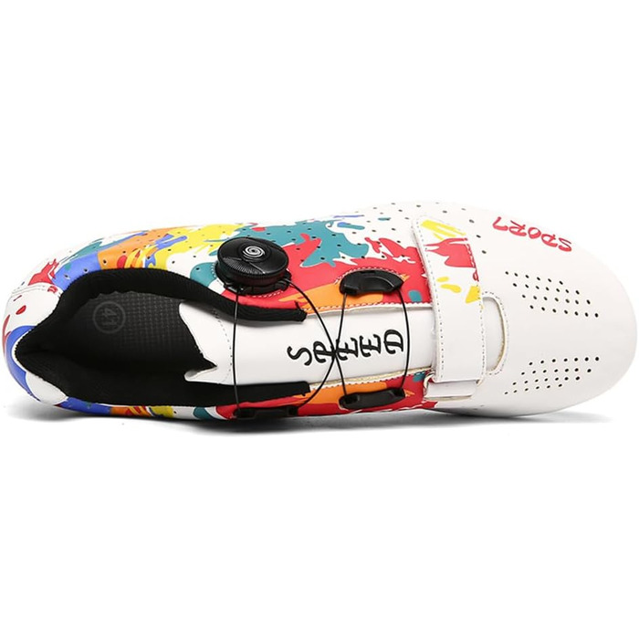 Велотуфлі чоловічі/жіночі, яскраві з принтом графіті, для шосе та гірського велосипеда, з гумовою підошвою, дихаючі кросівки, неслизькі велотуфлі MTB, 38 EU, білі