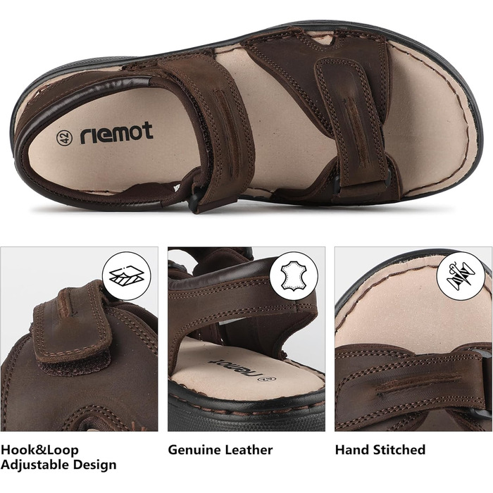 Чоловічі сандалії Riehmot, 43 EU, коричневого кольору