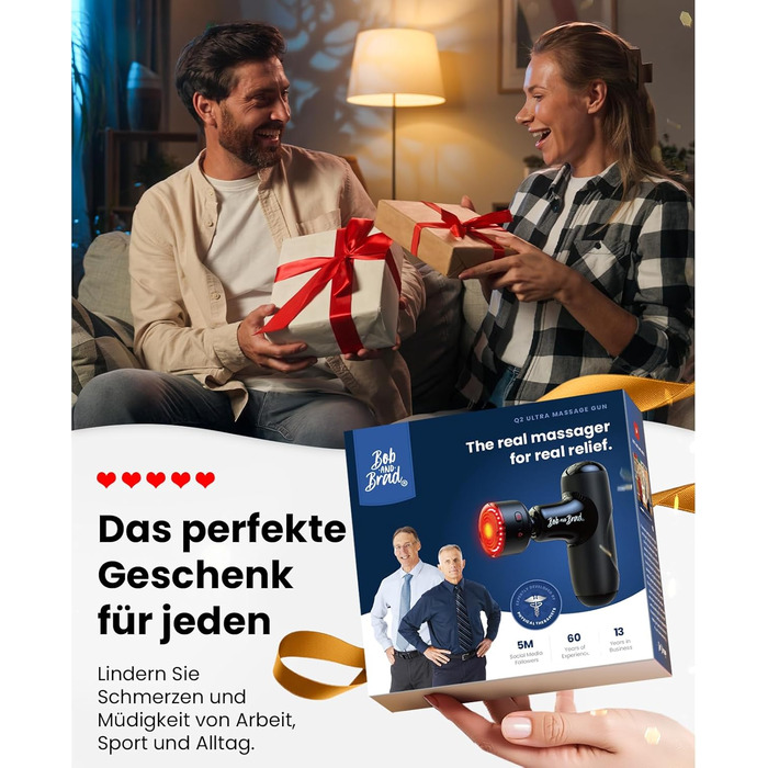 Масажер для м'язів Bob and Brad Q2 Ultra з інфрачервоним нагрівальним насадкою, портативний, тихий, для зняття м'язового болю, чорний + інфрачервоний нагрів