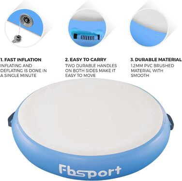 Надувний гімнастичний ролик FBSPORT Airspot 10/20/30 см висота, 70/100/140 см діаметр, з насосом, мат для акробатики та тренувань