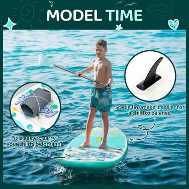 Надувне SUP-борд для дітей та підлітків: комплект з аксесуарами, 75/80/120 кг, м'ятно-зелений