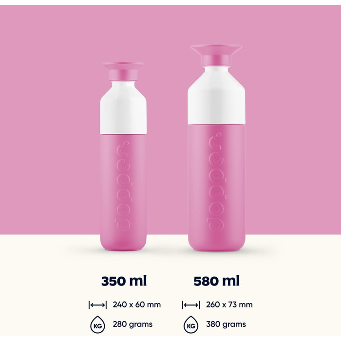 Термобутилка Dopper Insulated 580 мл Pelican Pink — подвійні стінки, герметична, з нержавіючої сталі, зберігає холод 24 год/тепло 9 год, для води, чаю, кави
