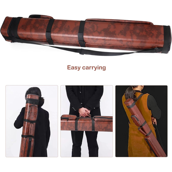 Чохол для більярдних київ: на 3 батти та 6 шесток, з екошкіри, жорсткий, коричневий