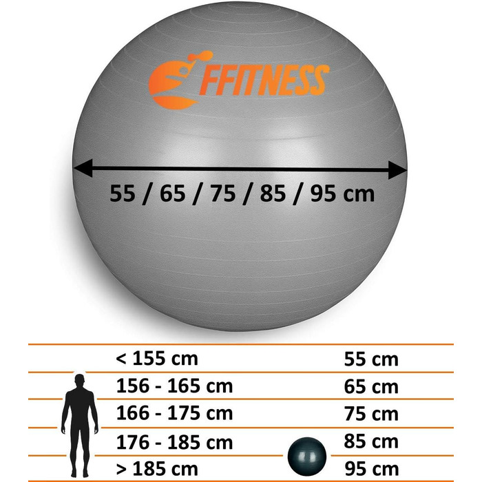 Фітнес-м'яч для вагітних FFitness 95 см, антивибуховий, для гімнастики, пресу, силових та кардіо вправ, синій