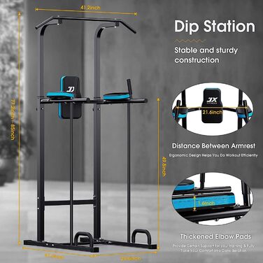 Стійка для підтягувань та віджимань JX FITNESS Kraftturm, багатофункціональна станція для тренувань, турнік, бруси, прес, домашній спортзал
