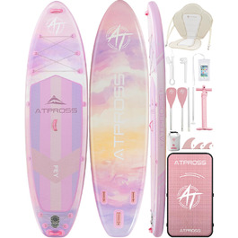 SUP дошка надувна 11'6'x35' для дорослих, рожева з градієнтом, з каяковим сидінням та аксесуарами - для йоги, вантажопідйомність до 181 кг
