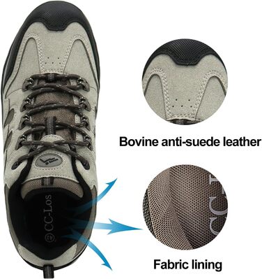 Черевики для ходьби CC Los - водонепроникні чоловічі туристичні черевики, зручні, легкі, дихаючі, розмір 40-48, коричневі. Водонепроникні, Outdoor, 1 розмір більше