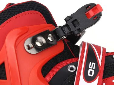 Дитячі ролики Supfine Inlineskates з регульованим розміром 31-38 (S/M) з яскравими колесами – червоні