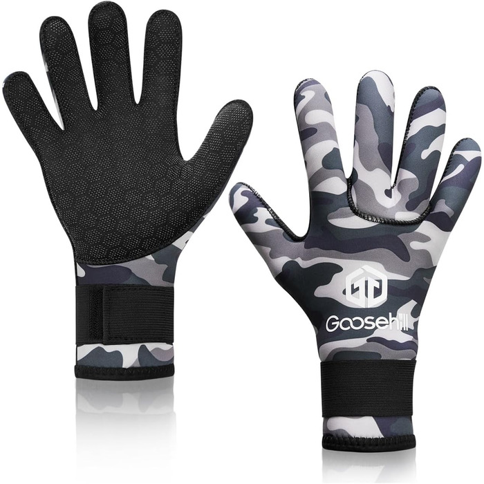 Перчатки з неопрену Goosehi для чоловіків та жінок, 3 мм, для дайвінгу, снорклінгу, падолу, серфінгу, каякінгу (Камуфляж, S)