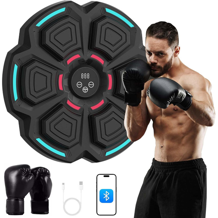 Музична боксерська машина TECKZOON Bluetooth, електронна, з підключенням Bluetooth, для тренувань, настінна ціль