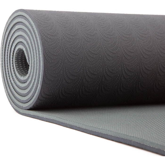 Йога-мат Bodhi Lotus PRO для йоги, пілатесу, фітнесу, гімнастики, з м'якого гіпоалергенного TPE, нековзкий, чорний/сріблясто-сірий, 100% екологічний