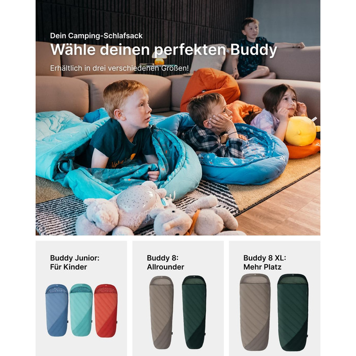Дитячий спальник Qeedo Buddy Junior для кемпінгу (10-25°C), 3 сезони, кораловий (до 140 см / 10 років)