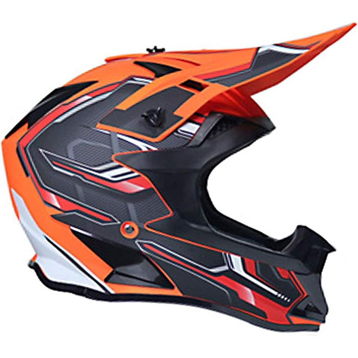 Мотошолом YASE Cross для мотокросу/ендуро/даунхілу, повний захист обличчя, для мопеда/ATV/MTB (чорний/помаранчевий/червоний, L (56-57 см))