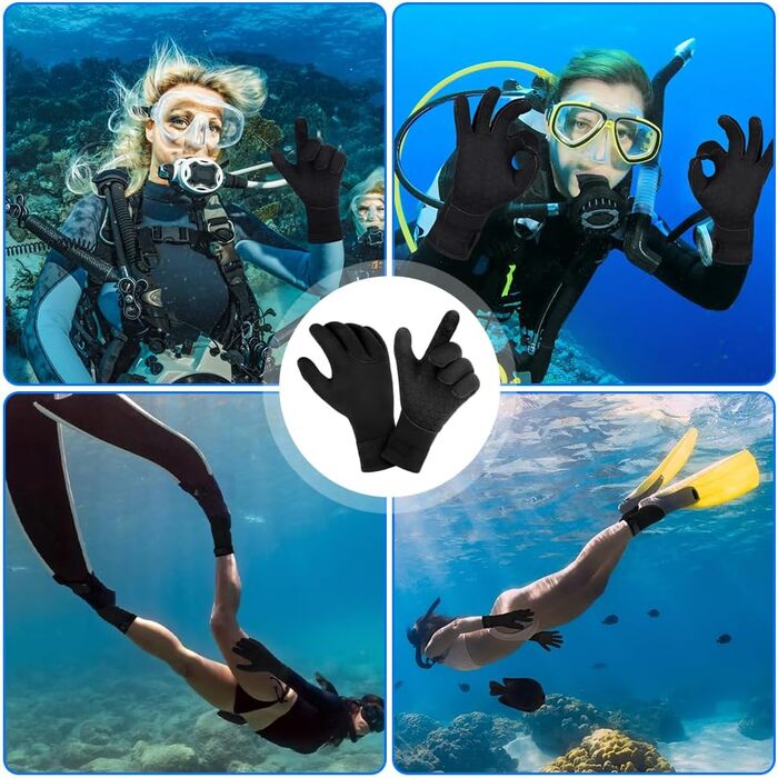 AOOSA Неопренові рукавички та шкарпетки для плавання, 3 мм, унісекс, з антиковзким покриттям, для дайвінгу, серфінгу, снорклінгу (Чорний, XL)