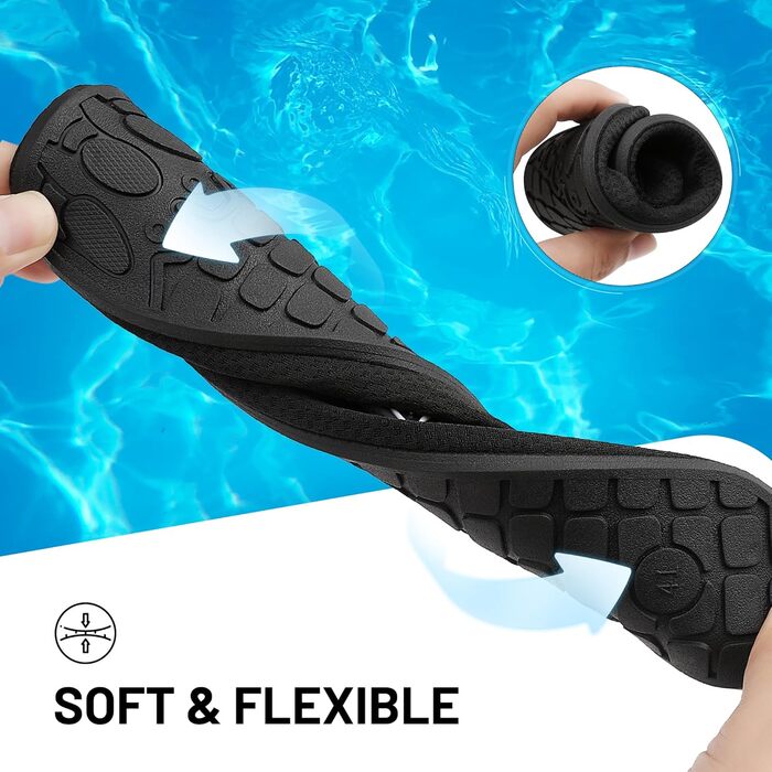 Чоботи для плавання унісекс: легкі, швидковисихаючі, для пляжу, басейну, серфінгу, йоги. Розмір 43 EU, чорний колір