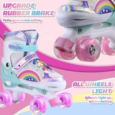 Роликові ковзани Sumeber для дітей з підсвічуванням, зручні та дихаючі, Quad Skates для дівчаток (Rouge, M(35-38))