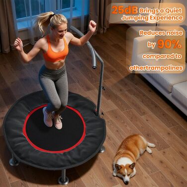 Трамплін для фітнесу LIFERUN для дому | Діаметр 102/122 см | Макс. вага 150 кг | З бортиком та ручками | Без монтажу | Для дітей та дорослих