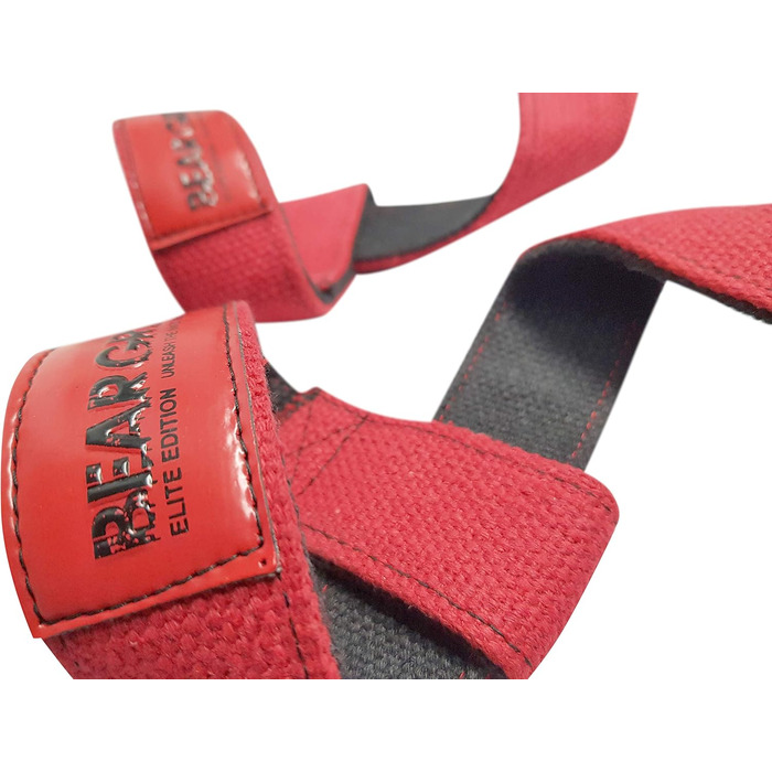 BEAR GRIP – Преміальні двошарові лямки для тяги Elite Edition, червоні