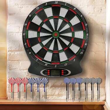 Електронний дартс Dartscheibe з 12 стрілками та LCD-дисплеєм, голосовий супровід, живлення від батарейок