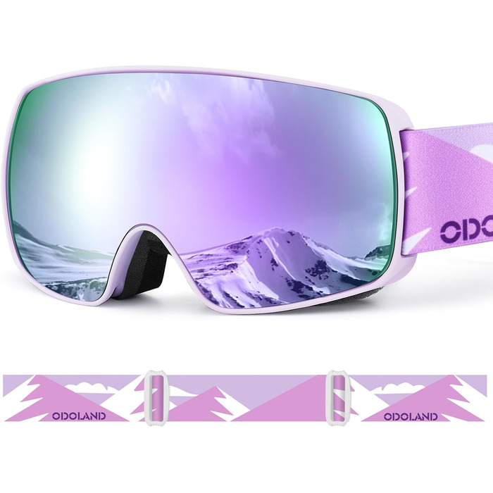 Дитячі гірськолижні маски Odoland, сноуборд маски для хлопчиків та дівчаток, сумісні зі шоломом, дзеркальні, з захистом від УФ та запобіганням запотіванню, для катання на лижах та сноуборді, VLT 20%