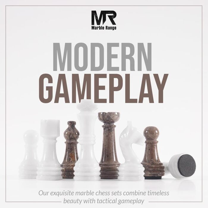 Шаховий набір з мармуру для дорослих, ручної роботи, з ігровим полем Verona & Green Onyx, 32 фігури, 2 додаткові королеви, коробка для зберігання, розкішна подорожна гра, елегантний подарунок для дому (Verona & Green Onyx) (Білий & Океанічний)