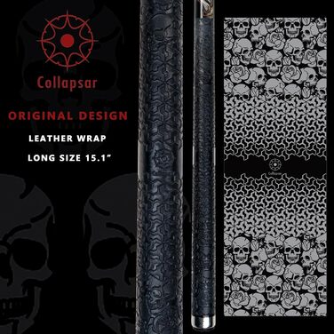 Професійний більярдний кий Collapsar CBP з чохлом, 13 мм наконечник, 147.3 см, 2-частинний, 538.6–595.3 г, 19 ounce. Комплект більярдного кия Skorpion Swing Ball