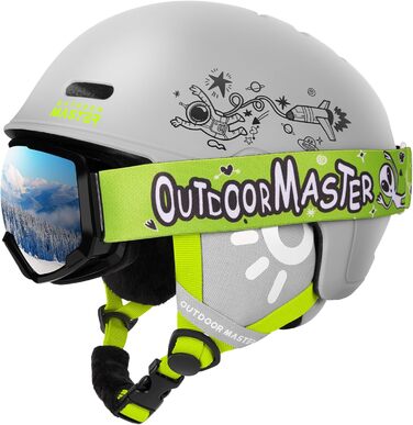 Дитячий лижний шолом і маска OutdoorMaster, сноубордичний шолом із міцної PC-оболонки та EPS-піни, 12 вентиляційних отворів, регульований, сертифікований, для хлопчиків і дівчаток