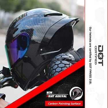Мотошолом Woljay для дорослих унісекс Offroad, Moto, Street Bike, ATV. DOT approved, червона лінія, кольори, XL