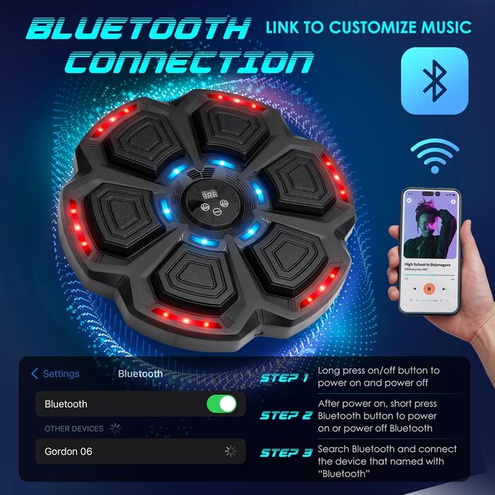 Bluetooth музичний смарт-бокс для дому зі стінним кріпленням, боксерське обладнання для тренувань та зняття стресу, з боксерськими рукавичками для дітей і дорослих