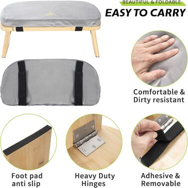 Складний медитативний стілець з бамбука Ergonomischer Meditationsbank: З подушкою, для молитви, йоги та медитацій - Сірий