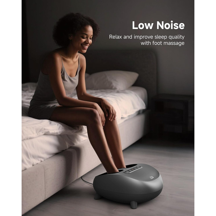 Електричний масажер для ніг Snailax Shiatsu з підігрівом та глибоким розминанням. Для лікування п'яткової шпори, подарунок для жінок/чоловіків. Розмір 48, срібний колір.