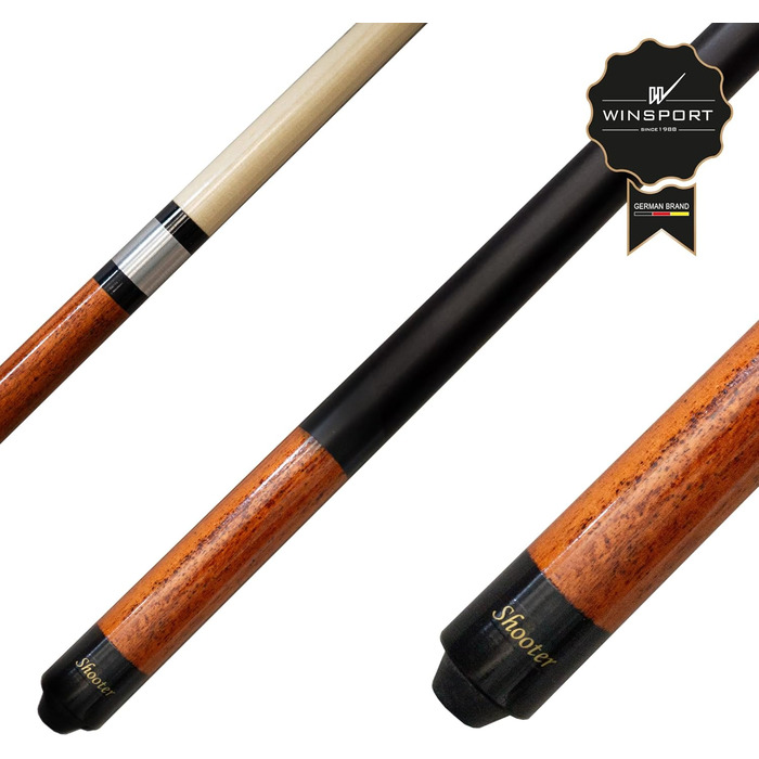 Більярдний кий Winsport Shooter Billardqueue з акацієвого дерева, преміум якість, 147 см, 2-TLG, з клеєвим або гвинтовим шкіряним наконечником 12,5 мм/12 мм, нержавіюча сталь