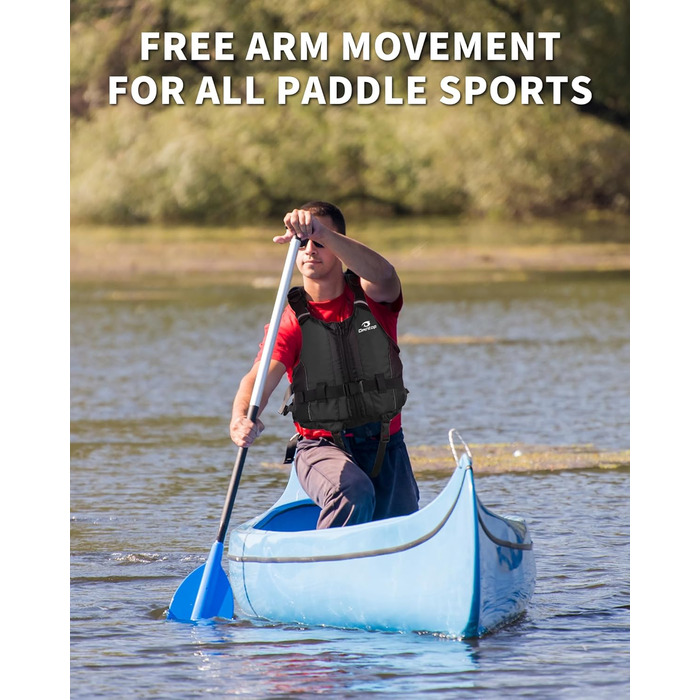 Owntop Плавуча жилетка для дорослих, штанговий ремінь, кишеня, унісекс. Підходить для SUP, каякінгу, риболовлі, вітрильного спорту, каное. Чорний колір, XL-XXL