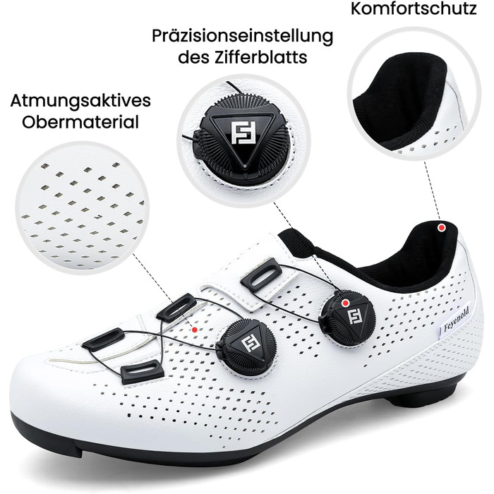 Велотуфлі для чоловіків та жінок, сумісні з SPD-SL/Look KEO, з кріпленнями, розмір 43 EU, білі