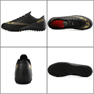 Дитячі футбольні бутси для хлопчиків та дівчаток. Внутрішні/зовнішні, для гри на траві. З антиковзаючою підошвою та амортизацією. Розмір 42 EU, чорний колір