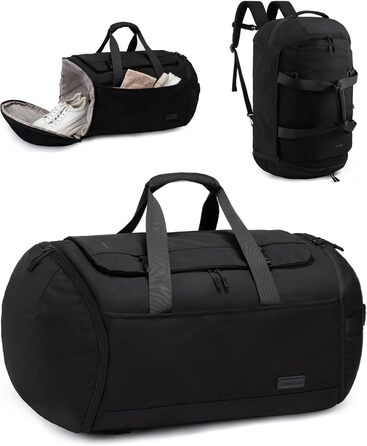 Спортивна сумка LOVEVOOK для чоловіків з відділенням для взуття, 52x45x28 см, 65 л, чорна
