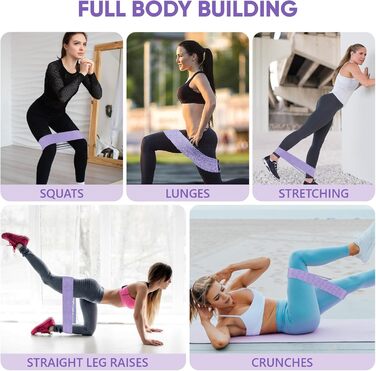 Стрічки для фітнесу Widerstandsbänder [3 шт.] для сідниць та стегон, антиковзкі фітнес-гумки для жінок/чоловіків, силові тренування, йога, пілатес, фітнес (світло-фіолетовий, фіолетовий, темно-фіолетовий)