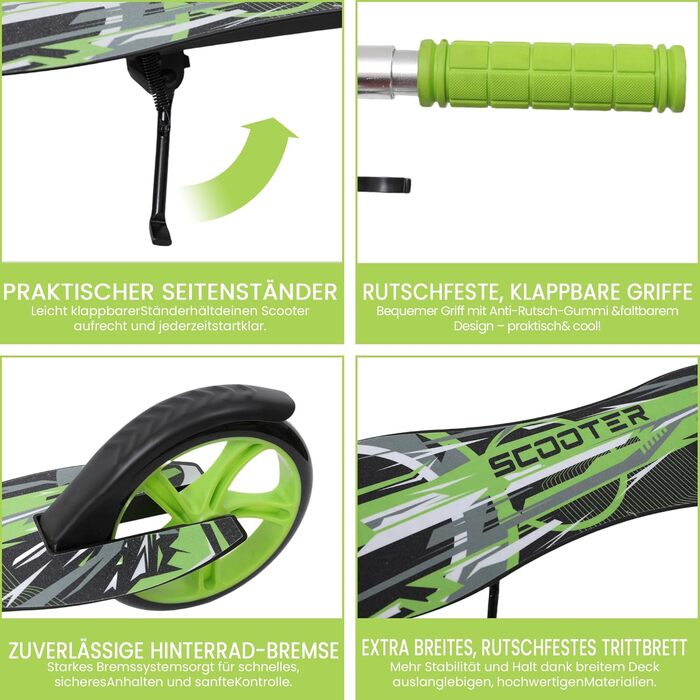 Дитячий трюковий самокат Habib Kickroller – складний, регульована висота, великі колеса, до 80 кг, для міста