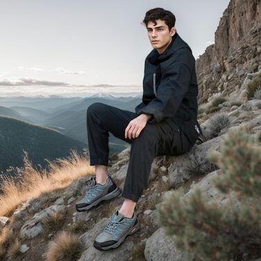 Черевики для хайкінгу чоловічі, дихаючі, трекінгові, легкі та з антиковзаючою підошвою, для трейлраннінгу та активного відпочинку на природі, блакитні, 47 EU